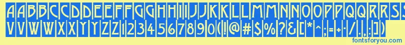 フォントAModernocm – 青い文字が黄色の背景にあります。