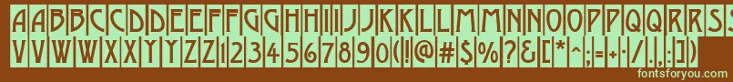 フォントAModernocm – 緑色の文字が茶色の背景にあります。