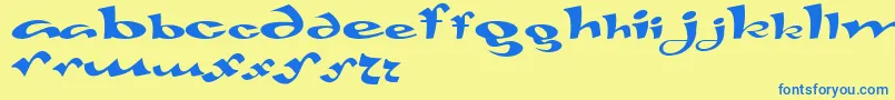 フォントGaivota – 青い文字が黄色の背景にあります。
