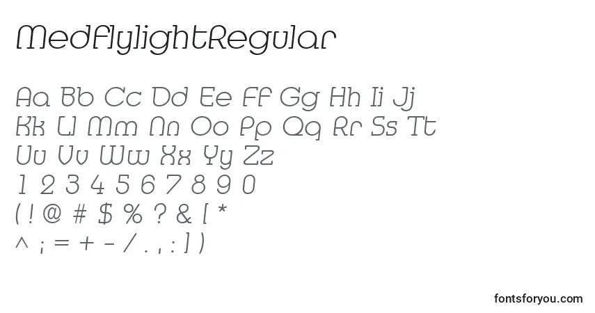 A fonte MedflylightRegular – alfabeto, números, caracteres especiais