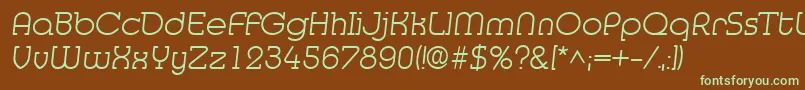 MedflylightRegular Font – Green Fonts on Brown Background