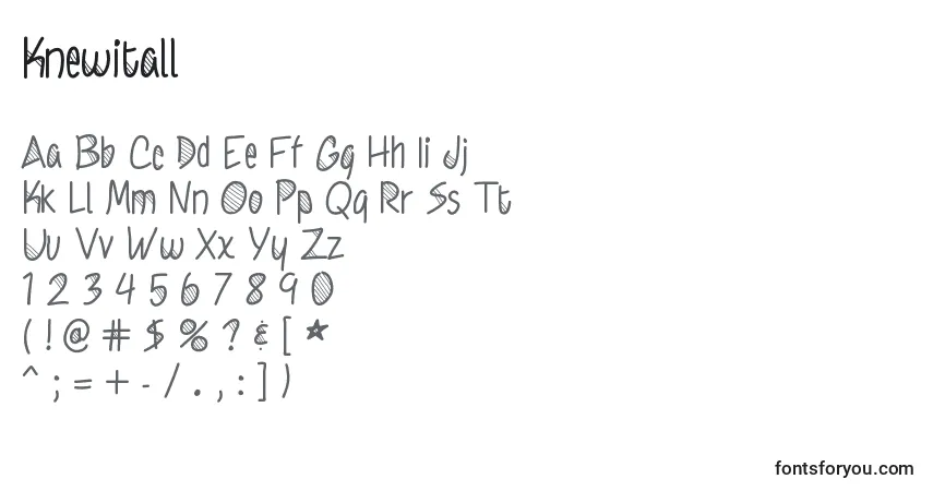 A fonte Knewitall – alfabeto, números, caracteres especiais