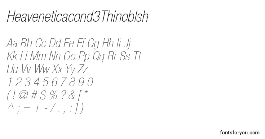 A fonte Heaveneticacond3Thinoblsh – alfabeto, números, caracteres especiais