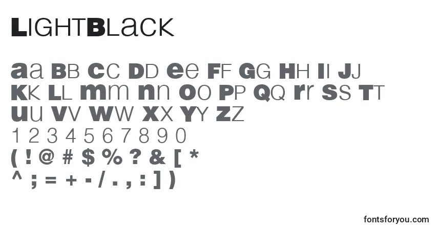 Czcionka LightBlack – alfabet, cyfry, specjalne znaki