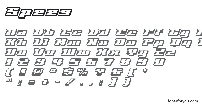 A fonte Spees – alfabeto, números, caracteres especiais