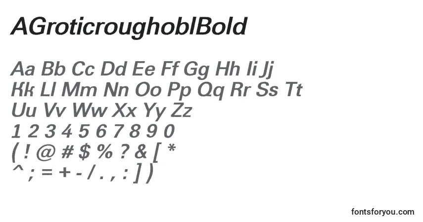 Czcionka AGroticroughoblBold – alfabet, cyfry, specjalne znaki