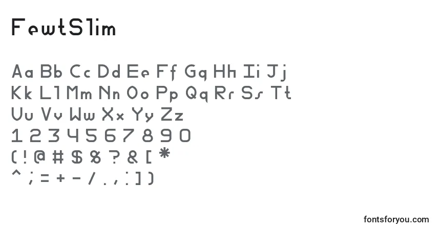 Schriftart FewtSlim – Alphabet, Zahlen, spezielle Symbole