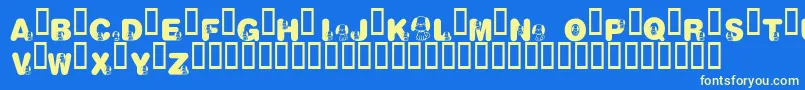 KrNicksPuppy1 Font – Yellow Fonts on Blue Background