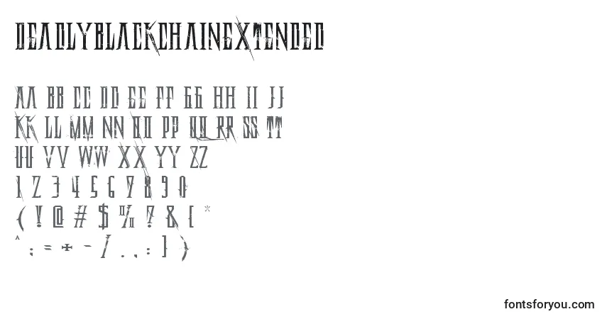 Шрифт DeadlyBlackChainExtended (38894) – алфавит, цифры, специальные символы