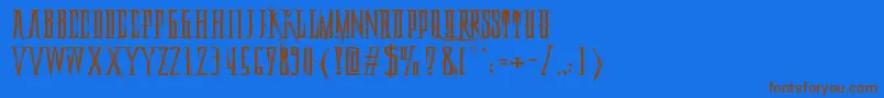 DeadlyBlackChainExtended-Schriftart – Braune Schriften auf blauem Hintergrund