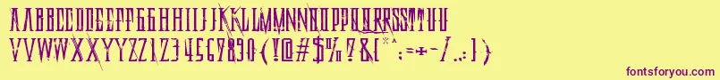 DeadlyBlackChainExtended Font – Purple Fonts on Yellow Background