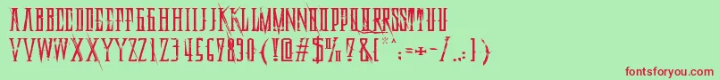DeadlyBlackChainExtended-Schriftart – Rote Schriften auf grünem Hintergrund