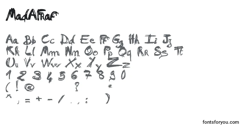 A fonte MadAFraf – alfabeto, números, caracteres especiais