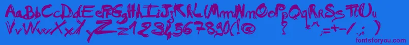 MadAFraf-Schriftart – Violette Schriften auf blauem Hintergrund