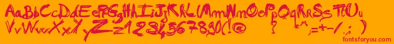 MadAFraf-Schriftart – Rote Schriften auf orangefarbenem Hintergrund