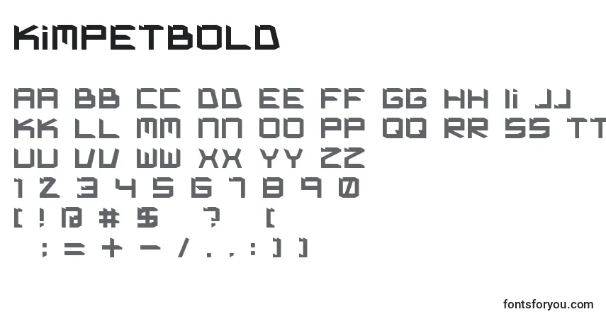 A fonte KimpetBold – alfabeto, números, caracteres especiais