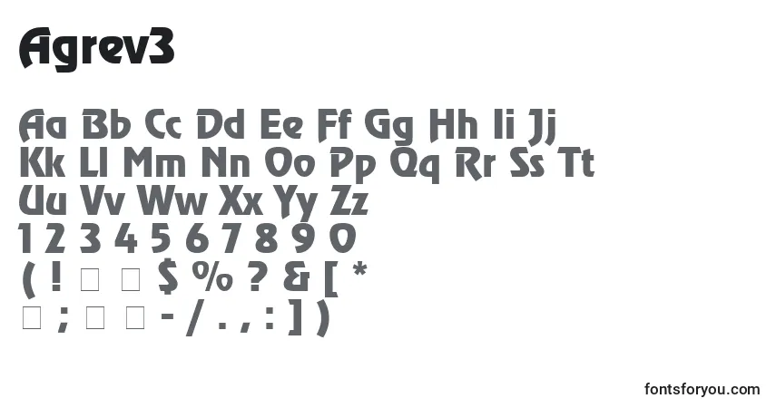 Fuente Agrev3 - alfabeto, números, caracteres especiales