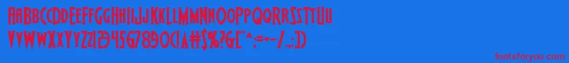 Wolfsbane2ii-Schriftart – Rote Schriften auf blauem Hintergrund