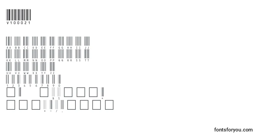 Czcionka V100021 – alfabet, cyfry, specjalne znaki