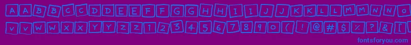 フォントCuteNotes – 紫色の背景に青い文字