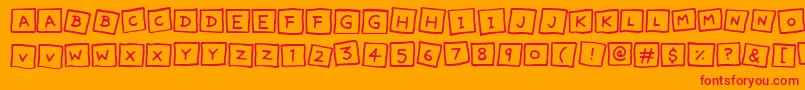 フォントCuteNotes – オレンジの背景に赤い文字