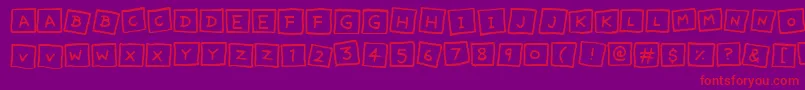 CuteNotes Font – Red Fonts on Purple Background