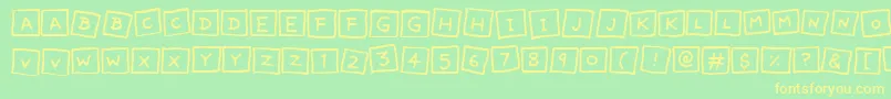 CuteNotes-fontti – keltaiset fontit vihreällä taustalla