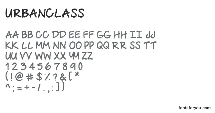 Czcionka UrbanClass – alfabet, cyfry, specjalne znaki