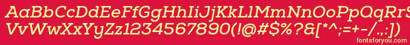 Шрифт NexaSlabBoldOblique – жёлтые шрифты на красном фоне