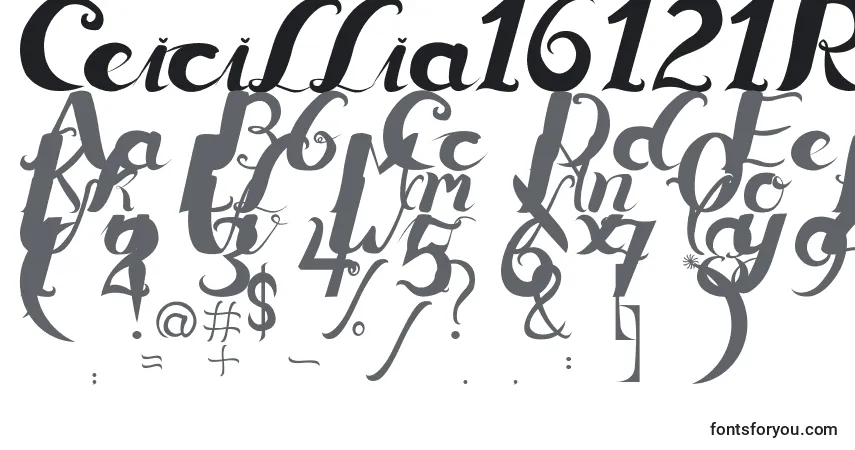 A fonte Ceicillia16121Regular – alfabeto, números, caracteres especiais