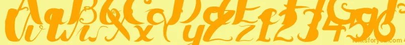 fuente Ceicillia16121Regular – Fuentes Naranjas Sobre Fondo Amarillo