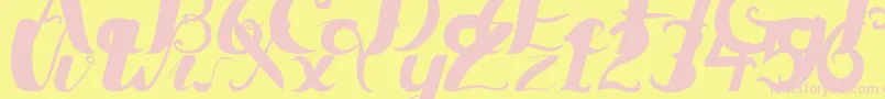 Ceicillia16121Regular Font – Pink Fonts on Yellow Background