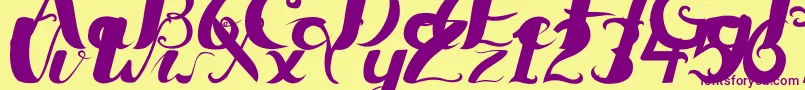 Ceicillia16121Regular Font – Purple Fonts on Yellow Background