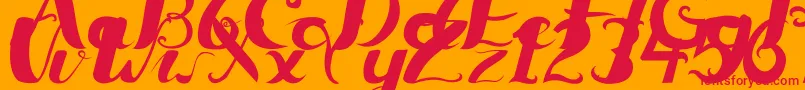 Ceicillia16121Regular Font – Red Fonts on Orange Background