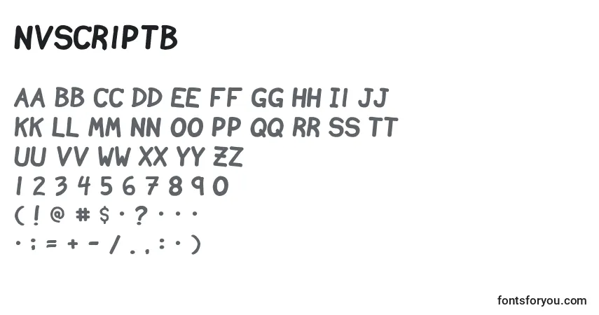 Schriftart NvscriptB – Alphabet, Zahlen, spezielle Symbole