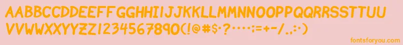 フォントNvscriptB – オレンジの文字がピンクの背景にあります。