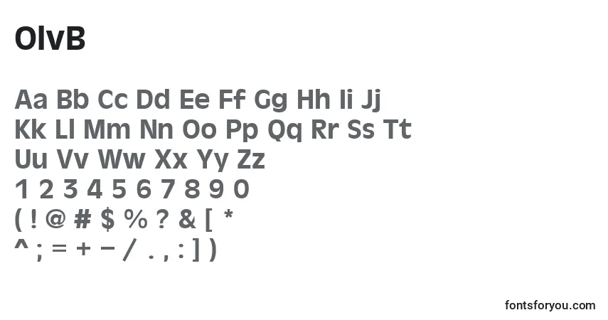 Fuente OlvB - alfabeto, números, caracteres especiales