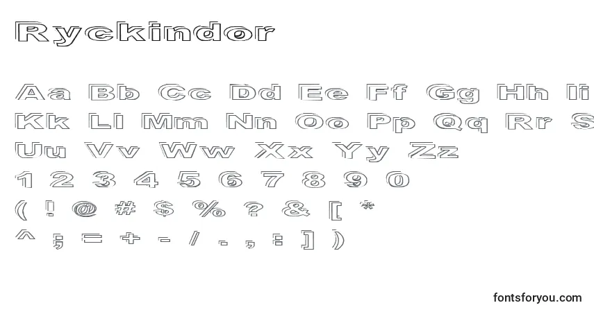 A fonte Ryckindor – alfabeto, números, caracteres especiais
