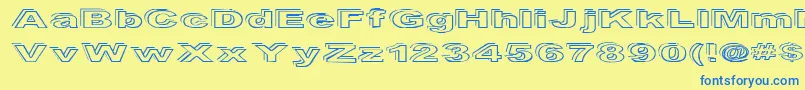Ryckindor-Schriftart – Blaue Schriften auf gelbem Hintergrund