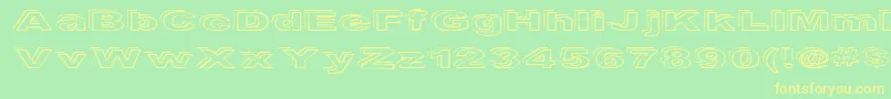 フォントRyckindor – 黄色の文字が緑の背景にあります
