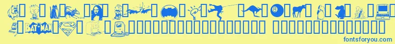 ChungsDingbats Font – Blue Fonts on Yellow Background