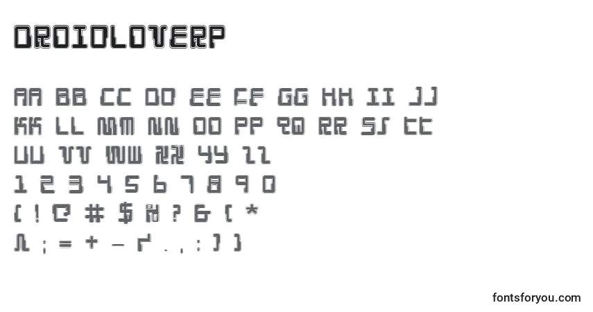 A fonte Droidloverp – alfabeto, números, caracteres especiais