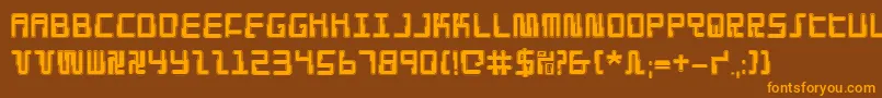 フォントDroidloverp – オレンジ色の文字が茶色の背景にあります。