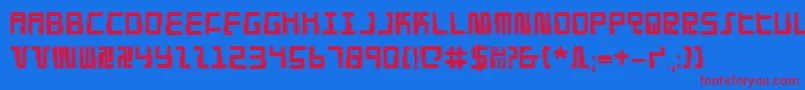 フォントDroidloverp – 赤い文字の青い背景