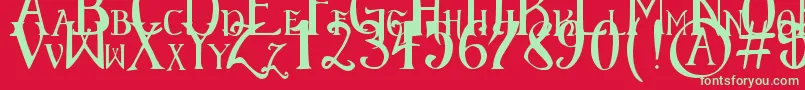 フォントElementaryGothicScaled – 赤い背景に緑の文字