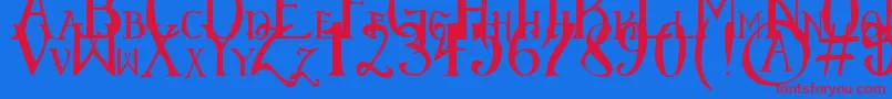 Fonte ElementaryGothicScaled – fontes vermelhas em um fundo azul