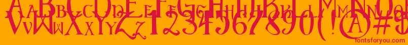 フォントElementaryGothicScaled – オレンジの背景に赤い文字