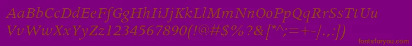 ApollomtstdItalic-Schriftart – Braune Schriften auf violettem Hintergrund