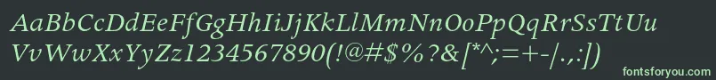 Czcionka ApollomtstdItalic – zielone czcionki na czarnym tle