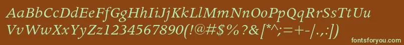 ApollomtstdItalic Font – Green Fonts on Brown Background